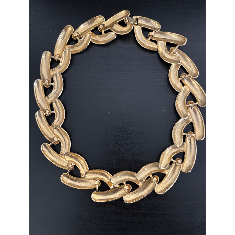 Vintage Chunky Gold Tone Collar Necklace - Picture 4 of 5